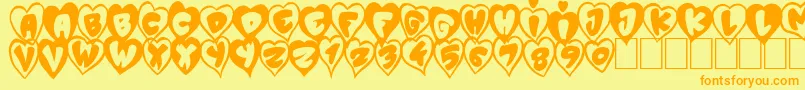 PtitCoeurDamour Font – Orange Fonts on Yellow Background