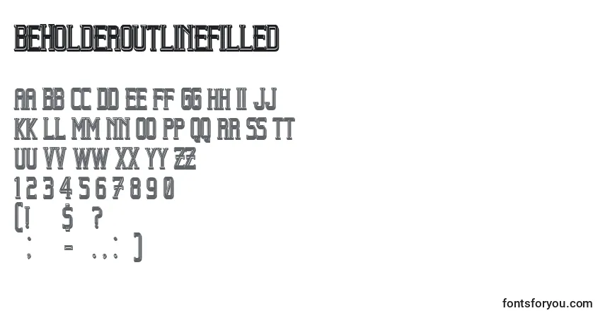 Шрифт BeholderOutlineFilled – алфавит, цифры, специальные символы