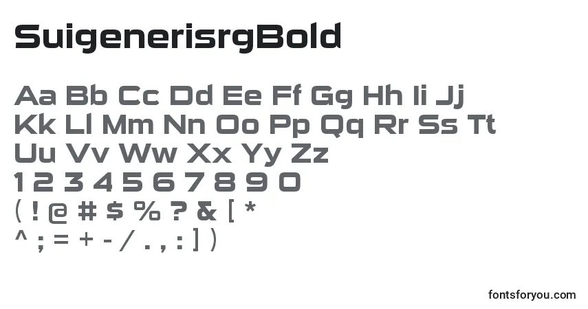 A fonte SuigenerisrgBold – alfabeto, números, caracteres especiais