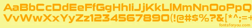 フォントSuigenerisrgBold – オレンジの文字が黄色の背景にあります。