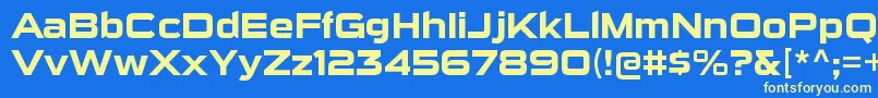 SuigenerisrgBold-Schriftart – Gelbe Schriften auf blauem Hintergrund