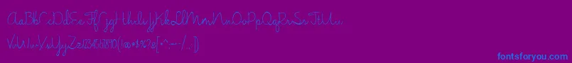 JasmineReminiscentseLight-Schriftart – Blaue Schriften auf violettem Hintergrund