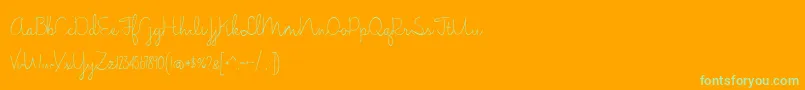 JasmineReminiscentseLight-Schriftart – Grüne Schriften auf orangefarbenem Hintergrund