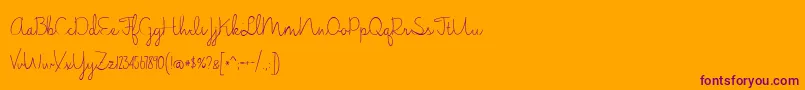 Czcionka JasmineReminiscentseLight – fioletowe czcionki na pomarańczowym tle