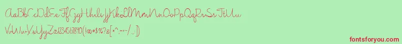 JasmineReminiscentseLight Font – Red Fonts on Green Background