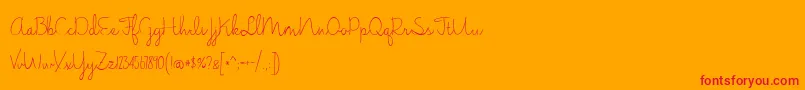 JasmineReminiscentseLight-Schriftart – Rote Schriften auf orangefarbenem Hintergrund