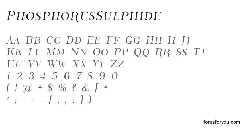 Schriftart PhosphorusSulphide – Alphabet, Zahlen, spezielle Symbole