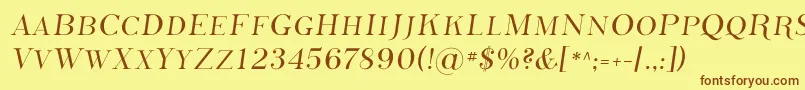 フォントPhosphorusSulphide – 茶色の文字が黄色の背景にあります。