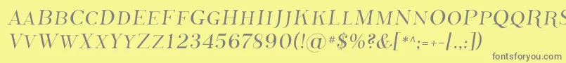 PhosphorusSulphide-fontti – harmaat kirjasimet keltaisella taustalla