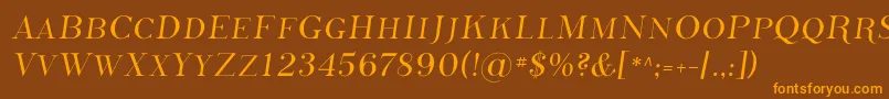 フォントPhosphorusSulphide – オレンジ色の文字が茶色の背景にあります。