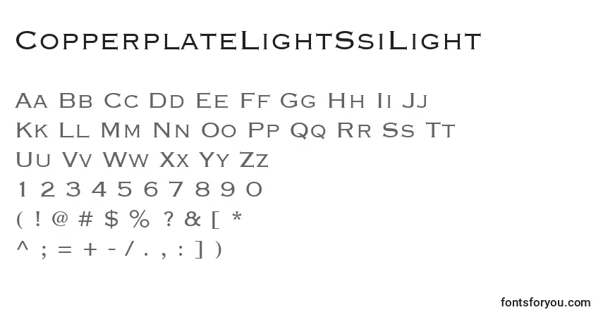A fonte CopperplateLightSsiLight – alfabeto, números, caracteres especiais