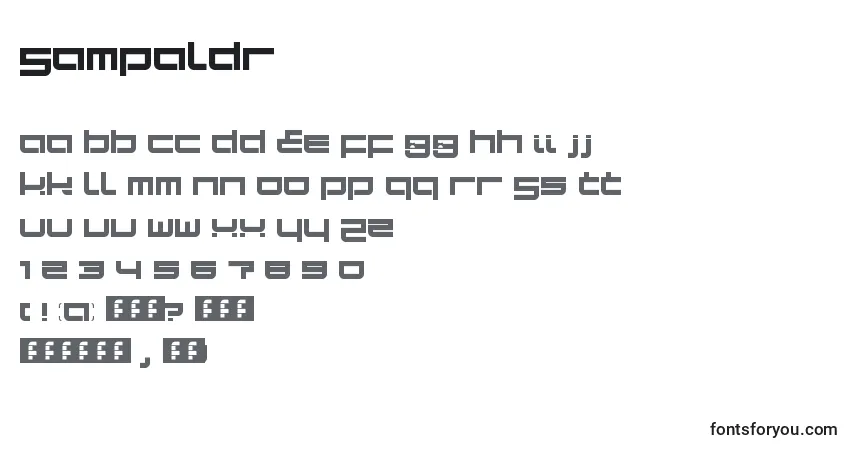 Czcionka SampaLdr – alfabet, cyfry, specjalne znaki