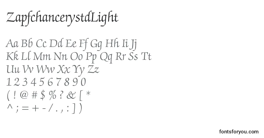 Шрифт ZapfchancerystdLight – алфавит, цифры, специальные символы