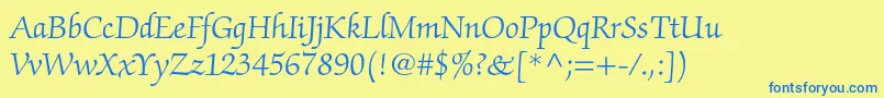 Подробнее о шрифте ZapfchancerystdLight Шрифт ZapfchancerystdLight – синие шрифты на жёлтом фоне