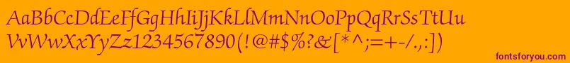 ZapfchancerystdLight Font – Purple Fonts on Orange Background