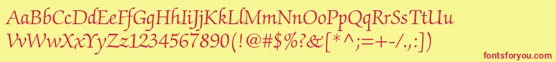 ZapfchancerystdLight-Schriftart – Rote Schriften auf gelbem Hintergrund