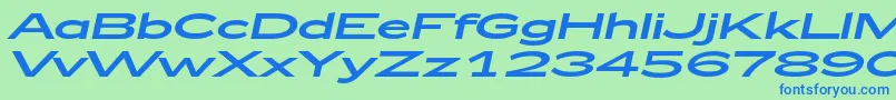 Zeppelin53Italic-fontti – siniset fontit vihreällä taustalla