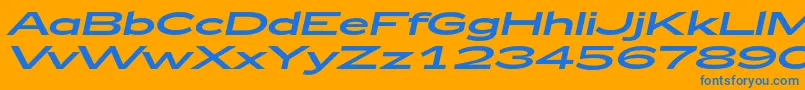 Zeppelin53Italic-Schriftart – Blaue Schriften auf orangefarbenem Hintergrund