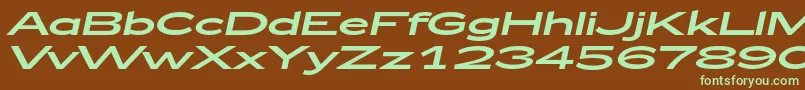 Fonte Zeppelin53Italic – fontes verdes em um fundo marrom