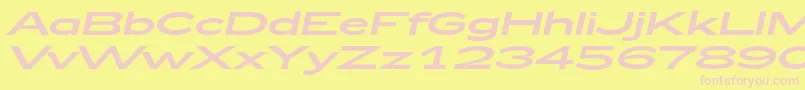 フォントZeppelin53Italic – ピンクのフォント、黄色の背景