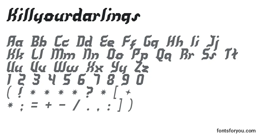 A fonte Killyourdarlings – alfabeto, números, caracteres especiais