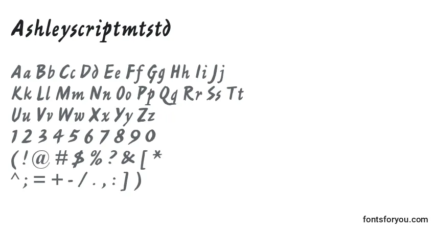 Ashleyscriptmtstd-fontti – aakkoset, numerot, erikoismerkit
