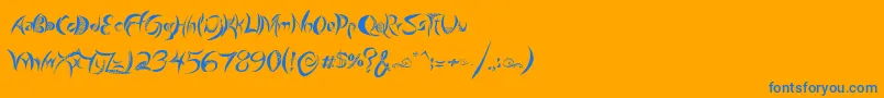 GiraffeAndCo-Schriftart – Blaue Schriften auf orangefarbenem Hintergrund