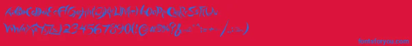 GiraffeAndCo-Schriftart – Blaue Schriften auf rotem Hintergrund