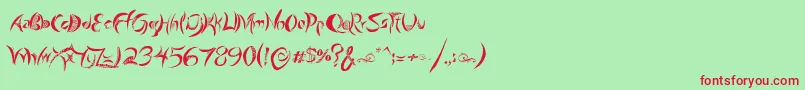 GiraffeAndCo-Schriftart – Rote Schriften auf grünem Hintergrund