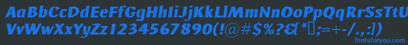 Czcionka AdHocBisItalic – niebieskie czcionki na czarnym tle