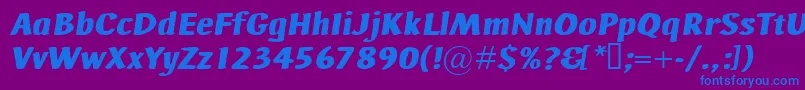 AdHocBisItalic-Schriftart – Blaue Schriften auf violettem Hintergrund