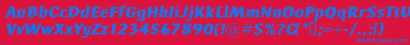 Fonte AdHocBisItalic – fontes azuis em um fundo vermelho