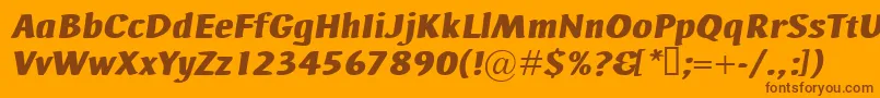 AdHocBisItalic-Schriftart – Braune Schriften auf orangefarbenem Hintergrund