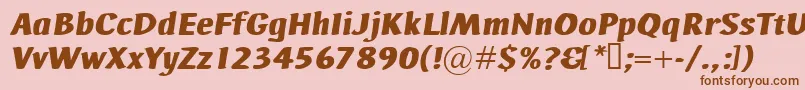 Fonte AdHocBisItalic – fontes marrons em um fundo rosa