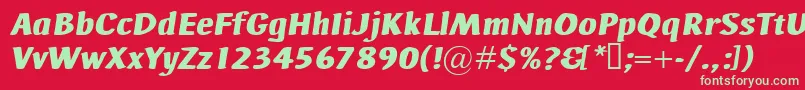 Fonte AdHocBisItalic – fontes verdes em um fundo vermelho