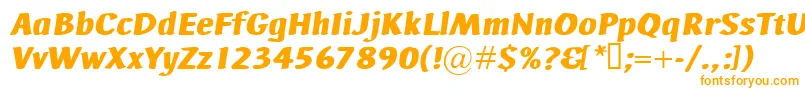 AdHocBisItalic-fontti – oranssit fontit valkoisella taustalla