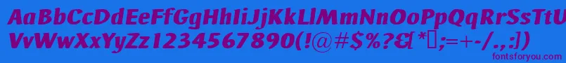 Czcionka AdHocBisItalic – fioletowe czcionki na niebieskim tle
