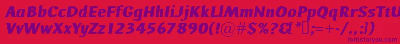 フォントAdHocBisItalic – 赤い背景に紫のフォント