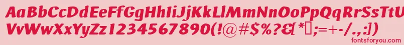 Fonte AdHocBisItalic – fontes vermelhas em um fundo rosa