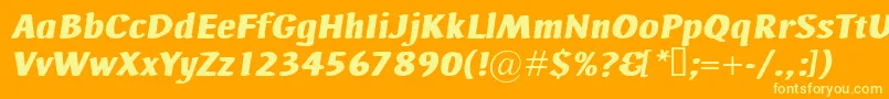 AdHocBisItalic-Schriftart – Gelbe Schriften auf orangefarbenem Hintergrund