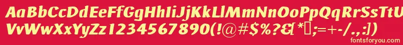 フォントAdHocBisItalic – 黄色の文字、赤い背景