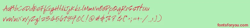 フォントHandscriptRegular – 赤い文字の緑の背景