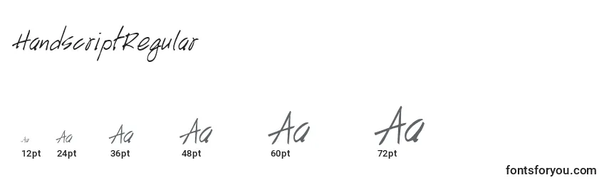 Размеры шрифта HandscriptRegular
