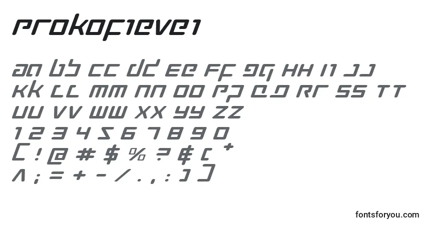Шрифт Prokofievei – алфавит, цифры, специальные символы