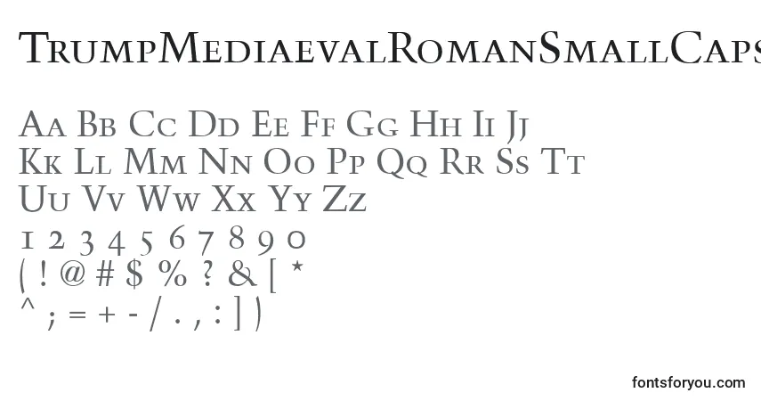 Czcionka TrumpMediaevalRomanSmallCapsOldStyleFigures – alfabet, cyfry, specjalne znaki