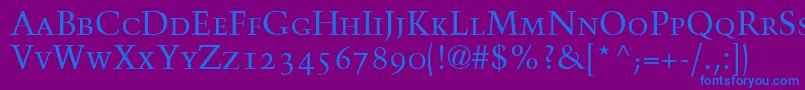 TrumpMediaevalRomanSmallCapsOldStyleFigures Font – Blue Fonts on Purple Background