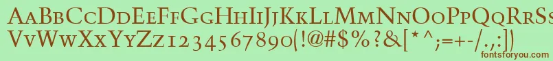 TrumpMediaevalRomanSmallCapsOldStyleFigures Font – Brown Fonts on Green Background