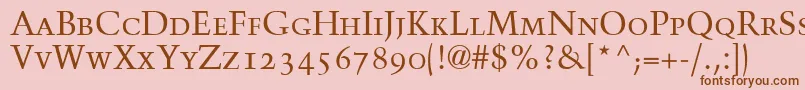 TrumpMediaevalRomanSmallCapsOldStyleFigures Font – Brown Fonts on Pink Background