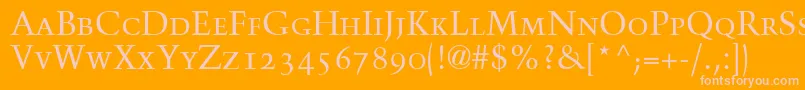 TrumpMediaevalRomanSmallCapsOldStyleFigures Font – Pink Fonts on Orange Background