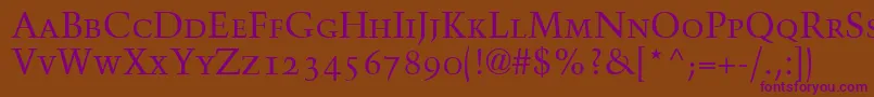 TrumpMediaevalRomanSmallCapsOldStyleFigures Font – Purple Fonts on Brown Background